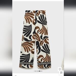 MANGOAbstract-print wide leg pants